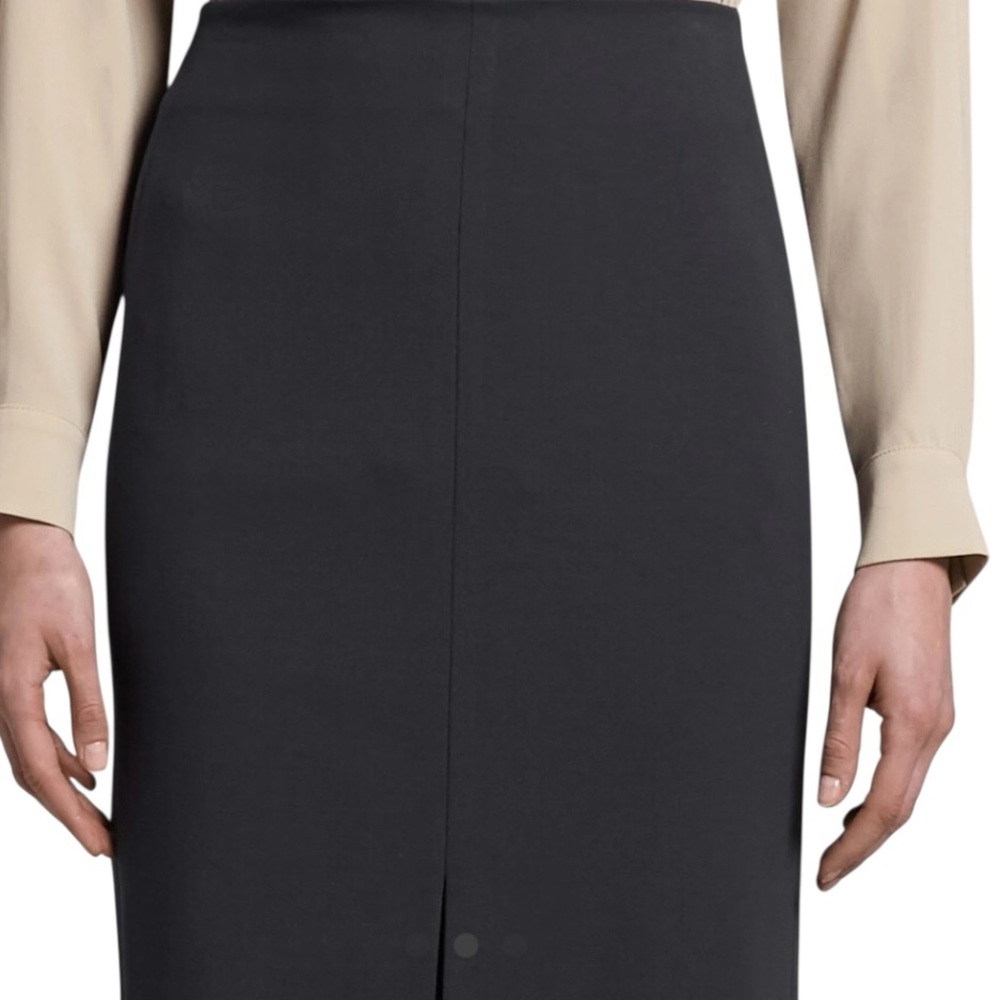 MM LaFleur Green Point Skirt Dark Charcoal Knit Front Vent Pencil Skirt Women 12 - Picture 2 of 10